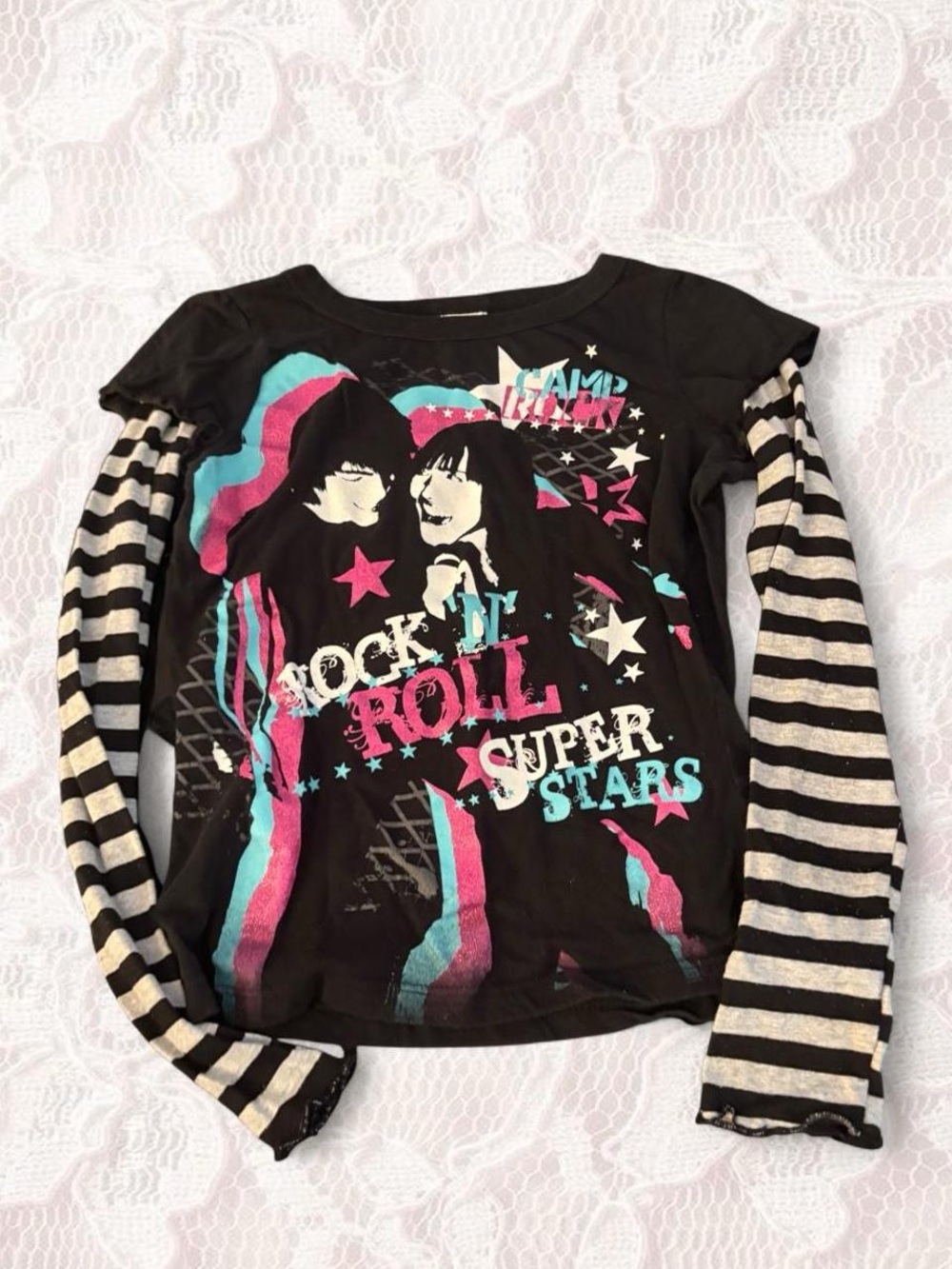 Vintage 2000s Disney camp rock layer black long sleeve